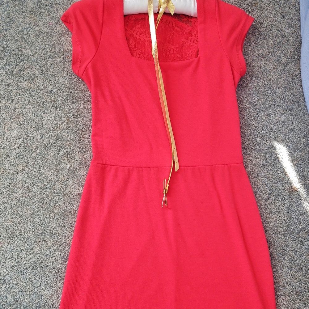 🌼Girls red dress with belt size 14